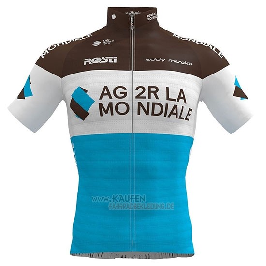 Ag2r La Mondiale Kurzarmtrikot 2019 und Kurze Tragerhose Braun Wei Blau